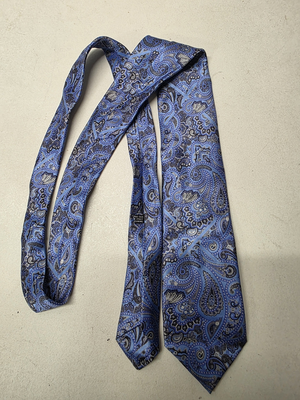 Stefano Ricci Collection 100% Silk Tie Blue Paisley Made Italy Luxury Necktie